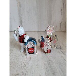 Vintage Coca-Cola ceramic polar bear bottle snowflake ornament Xmas‎ set